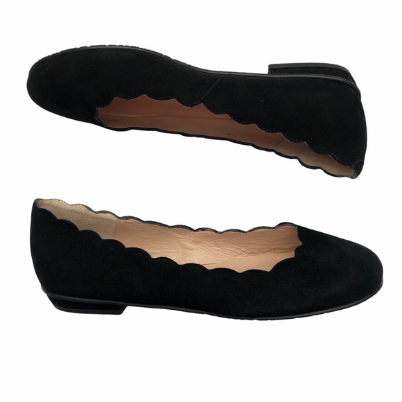 NEW Brenda Zaro Black Suede Leather Scalloped Flats 36 - Picture 7 of 8